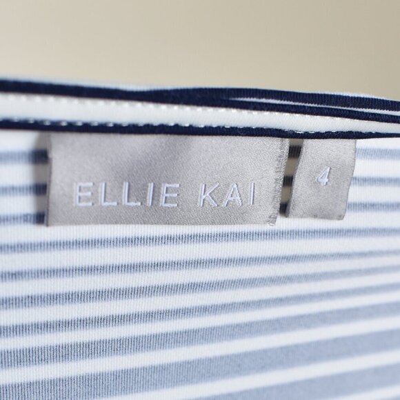 Ellie Kai Stripe 3/4 Sleeve Dress Navy/White 4 - Picture 9 of 9
